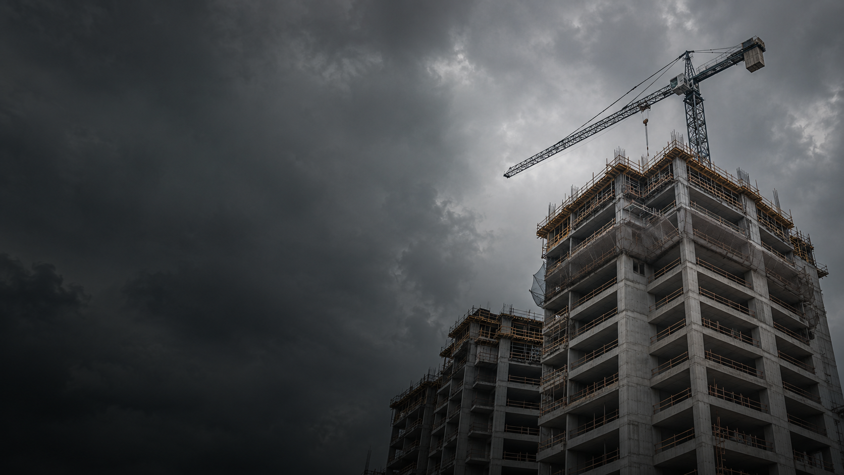 Edifício em construção com guindaste